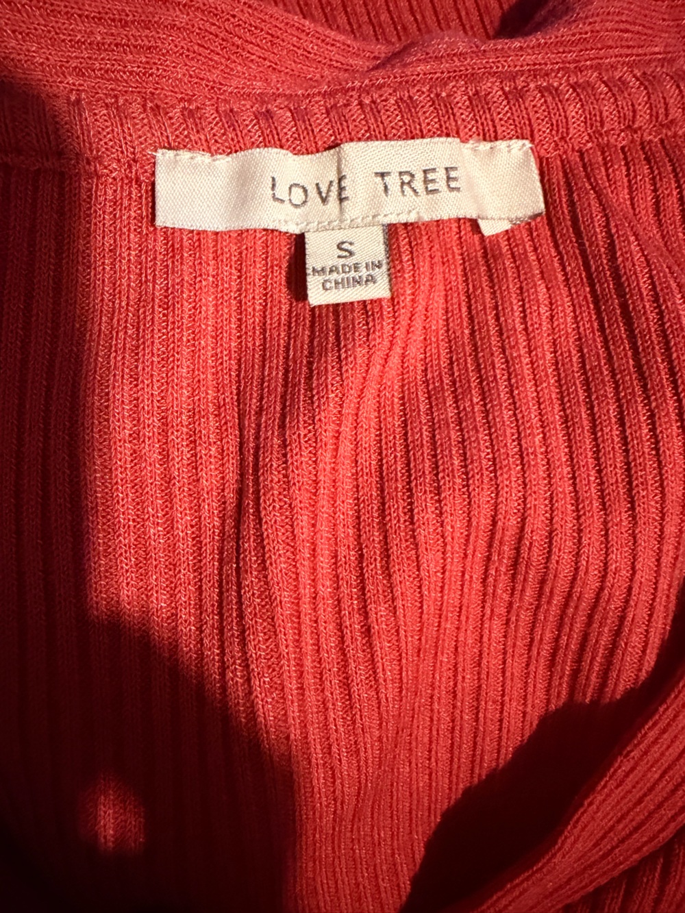 Love Tree Coral Ribbed Cropped Button-Front Top - Picture 6 of 8